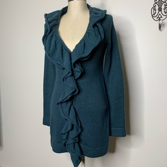 The Limited Sweaters - The Limited - Tunic Length Teal Cardigan Sweater Sz S